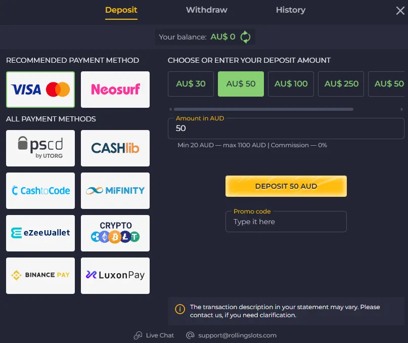 RollingSlots Payments